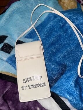 Celine Cream Leather Phone Crossbody Bag